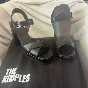 The Kooples NEW BLACK LIZARD EFFECT LEATHER HEELED SANDALS US 9
